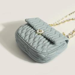 2024 Custom Wrinkle Leather Crossbody Bag Purse For Women With Metal Diamond Chain