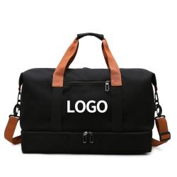 Custom Logo ISO BSCI Factory Durable Waterproof Hand Carry Foldable Gym Duffel Sports Bag With Shoe Compartment