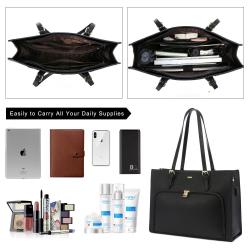Fashion Waterproof Office Tote Bag Briefcase with USB Port Leather Shoulder Handbag Travel Business School Laptop Bag for Women