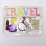 Keymay Hot Sale RTS Stock DIY Chenille Glitter Letter Patches Washbag Cosmetics Bag Vinyl Cosmetic Bags flat makeup bag