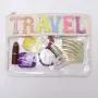 Keymay Hot Sale RTS Stock DIY Chenille Glitter Letter Patches Washbag Cosmetics Bag Vinyl Cosmetic Bags flat makeup bag