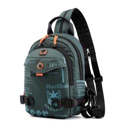 HR136 New Outdoor Men's Chest Bag Multifunctional Nylon Fabric Fashion Waterproof Backpack Printing One Shoulder Crossbody Bag