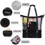 Gelory Detachable Beach Cooler Large Capacity Ultra Durable Padded Handle Mesh Beach Tote Bag for Women