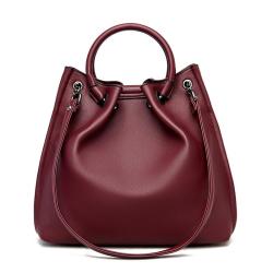 2024 Custom Wrinkle PU Leather Bucket Bag Handbag For Women Ladies Fashion Purse