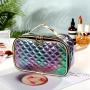 Portable Pu Lattice Fashion Women Makeup Case Laser Lattice Cosmetic Bags Toiletry Bag For Women