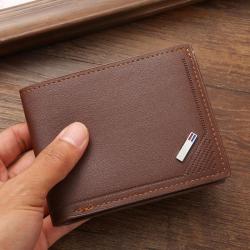 New Men's Soft Wallet Young Fashionable Business Horizontal Design with Large Capacity Multi-Card Waterproof and Open Closure