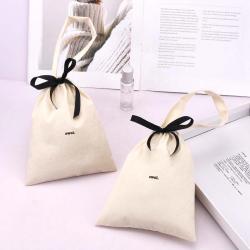 Custom Logo Printing Muslin Cotton Shoe Dust Packaging Drawstring Pouch High Quality Soild Cotton Handle Gift Shopping Bag