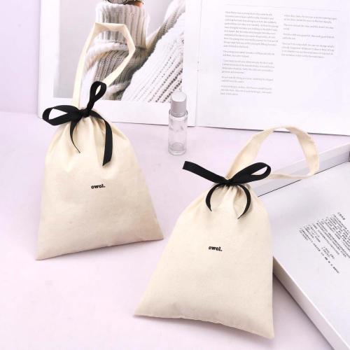 Custom Logo Printing Muslin Cotton Shoe Dust Packaging Drawstring Pouch High Quality Soild Cotton Handle Gift Shopping Bag