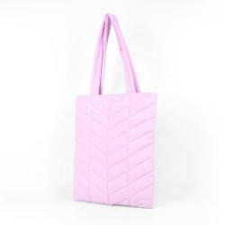 CHANGRONG Custom waterproof Nylon Pink puffer tote bag for women