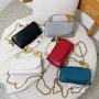 New Trend 2023 Women's Bag Fashion Solid Color Paperclip Handle Handbag Solid Color Pu Square Popular One Shoulder Messenger Bag
