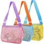 Wholesale New Zip Up Large Capacity Beach Toy Shell Bags Adjustable Carrying Straps Mesh Tote Bags