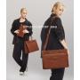 LOVEVOOK 2pcs 15.6in Vintage Leather Tote Bag Business Work Bags Office Briefcase with Clutch Purse Handbag Laptop Bag for Women