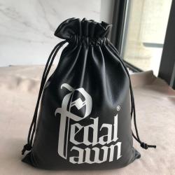 15x20cm  Black PU Leather Packaging Bags Leather Drawstring Pouch with Custom Logo