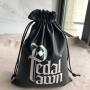 15x20cm  Black PU Leather Packaging Bags Leather Drawstring Pouch with Custom Logo