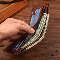 Men's Retro Cross-Border Short Wallet Multi-Card Soft Leather Bag with Dollar Sign Factory Waterproof Wallet