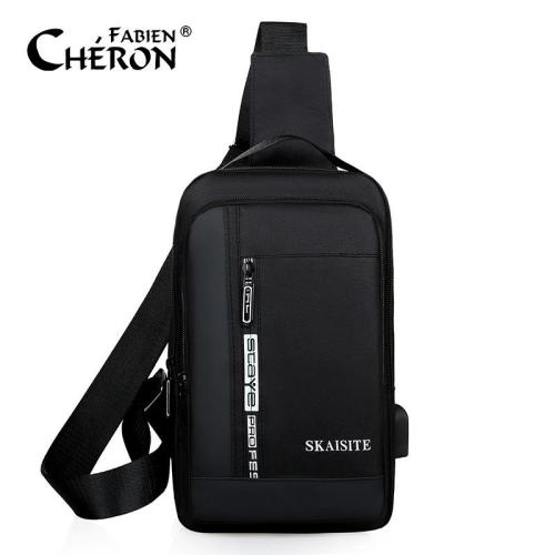 2022 High Quality Streetwear Men Leisure Gym Custom Printing Black Soft Strap Shoulder Crossbody Chest Sling Bag For Menshll