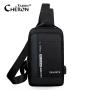 2022 High Quality Streetwear Men Leisure Gym Custom Printing Black Soft Strap Shoulder Crossbody Chest Sling Bag For Menshll