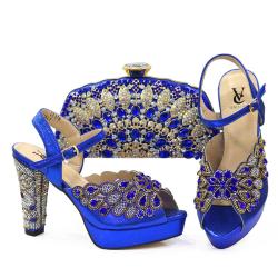 matching  2024 Fashion Women High Heels Nigerian Party Shoes And Bag Set For Evening Party