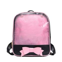Clear transparent women backpack Ita bag custom design backpack PU leather Ita backpack with clear window