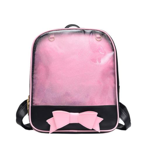 Clear transparent women backpack Ita bag custom design backpack PU leather Ita backpack with clear window