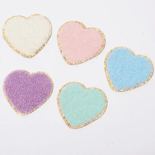 The Fine Quality Wholesale Chenille Patches Teddy Chenille Heart Patch  Multiple Colors To Choose From Chenille Patch Heart