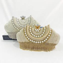 New arrival gold tassel single shoulder diamond bag pearl handbag party wedding bride clutch bags evening bag