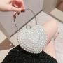 sac tendance 2024 Custom Popular Pearl Rhinestone Handbag Rose Pearl Evening Bags Ladies Heart Shiny Crystal Clutch Bag