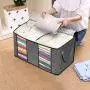 SN001 Foldable Clothes Organizer Nonwovens Storage Containers for Organizing Bedroom Closet Clothing Comforter Organization
