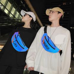 HR048 Fashion Sports Lovers Chest Bag Nylon Lightweight Leisure Crossbody Bag Students Night Reflective Color Messenger Bag