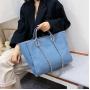 2024 Custom Large Canvas Tote Bag For Women Handbag With Zipper Chain