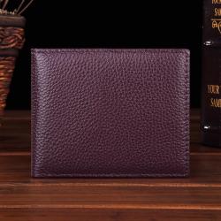 Men's Classic Head Layer Cowhide Genuine Leather Litchi Pattern Wallet