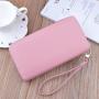 ZR810 Women's Wallet Long Handbag PU Double-layer Zipper Coins Wallet Purse Stylish Contrast Color Mobile Phone Bag Card Holder