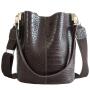 2024 Custom Logo Print Animal Vegan Leather Bucket Bag For Women Shoulder Purses