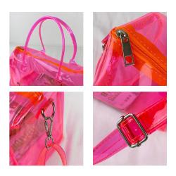 Custom Fashion Neon Sports Bag Waterproof Tote Outdoor Multifunction Weekend Travel Organizer Clear PVC Duffle Bag