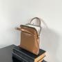 Korean bag cute brown chain lipstick bag Pu leather button style handbag metal clip opening mini bag