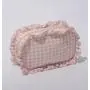 Sprint Cute Lifestyle Storage Organizer Women Girls Polyester Gingham Bag Plaid Travel Toiletry Cosmetic Bag Pink Ruffle Pouch