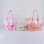 New Design RTS Fashion Cute Custom Logo Clear PVC Waterproof Large Capacity Outdoor Travel Portable Ladies Transparent Tote Bag