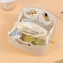 Custom Design Luxury PU Leather Women Portable Travel Makeup Bag With Handle Flat Lay Makeup Organizer Cosmetic Bags
