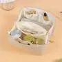 Custom Design Luxury PU Leather Women Portable Travel Makeup Bag With Handle Flat Lay Makeup Organizer Cosmetic Bags