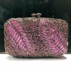 Luxury Crystal Gown Bags Lady 2 leaves Evening HandBags dress Clutch Purse Party Dinner Bag for Women  sac tendance 2024
