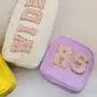Keymay Custom Colorful Letter Make Up Bag Pink Embroidery Wash Bag Bridal Bag Waterproof Nylon Travel Toiletry Cosmetic Pouch