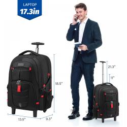 LOVEVOOK Large Wheeled Backpacks Business Carry on Luggage with 2 Wheels 17 inch Roller Travel Laptop Backpack for Women Men