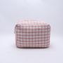 New Trendy Customize Portable Plaid Cloth Mini Zipper Stand Up Accessories Toiletry Bags Travel Makeup Bag Tweed Cosmetic Pouch
