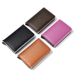 2024 Carbon Fiber Automatic Pop-up Card Case PU Card Holder Wallet RFID Anti-theft Anti-Scanning Aluminum Metal Box Card Holder