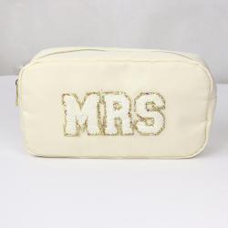 Keymay Bag Custom Letter Patches Hot Pink Cute Travel Makeup Pouch Portable Waterproof Nylon Cosmetic Bags
