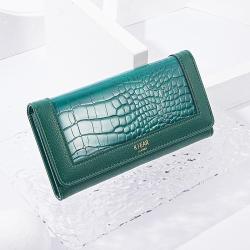 New crocodile pattern buckle women's long wallet
