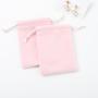 Custom Emboss Logo Velvet Earring Ring Jewelry Drawstring Pouch Small Pink Eyelash Brush Cosmetic Velvet Bag