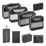 Custom Lightweight Travel Compression Mesh Storage Bags 9 Pack Packing Cubes Travel Luggage Organizer Set