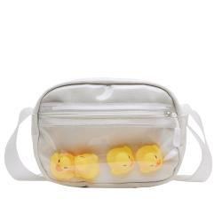 Custom shape designer messenger sling bag display pins canvas ita bag with clear window