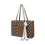 Autumn Winter Trend Style Women's Two-Piece Set Custom Logo Canvas Tote Bags Lady Handbag Geometric Leather Polyester Tassel